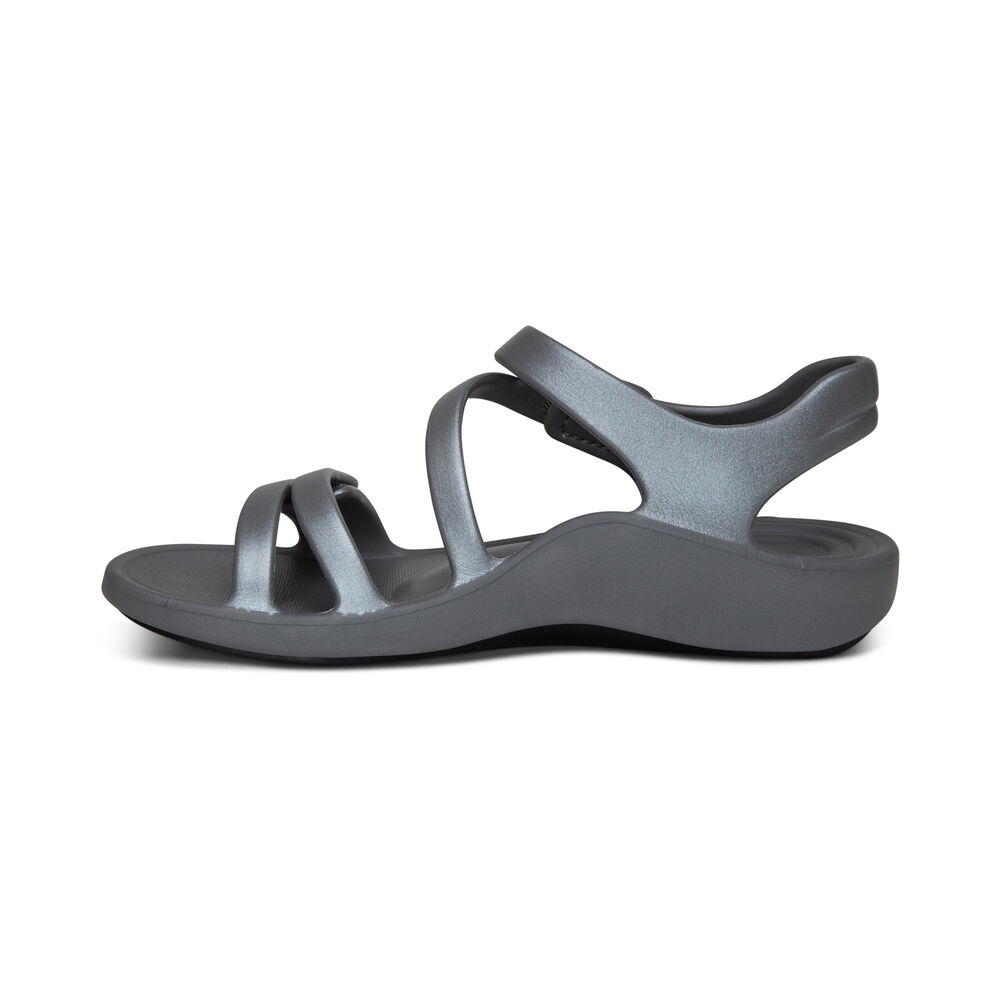 Aetrex Women's Jillian Sport Water-Friendly Sandals - Grey | USA 7GD5MW9